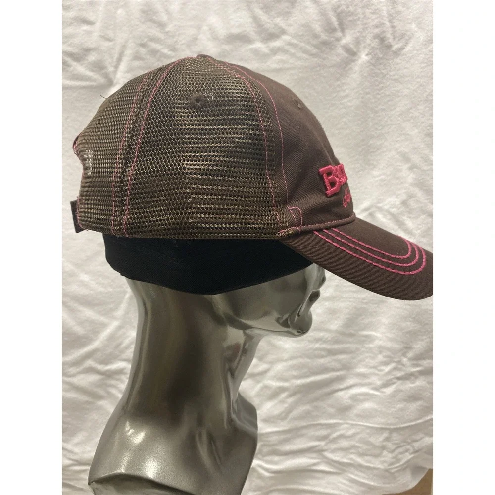 Browning Buckmark For Her Brown Pink with Rhinestone Logo Mesh Strapback Hat Cap